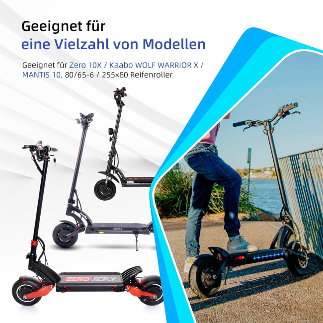 Ulip Шина для електросамоката 10x3/255x80(80/65-6) 10" змінна передня або задня фіксована шина, чорна (5125)