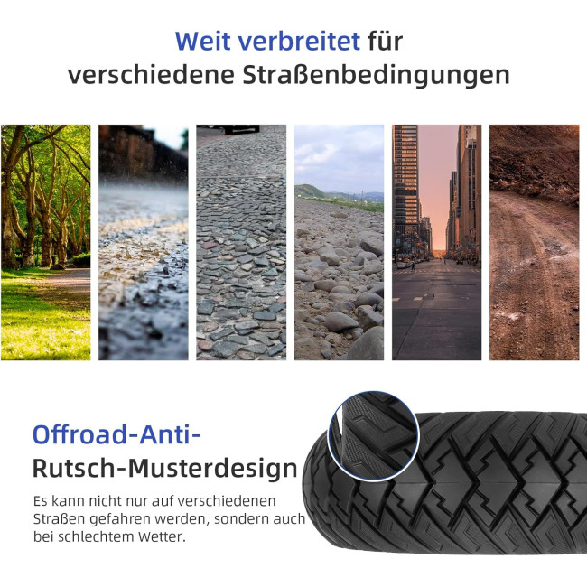 Ulip Шина для електросамоката 10x3/255x80(80/65-6) 10" змінна передня або задня фіксована шина, чорна (5125)