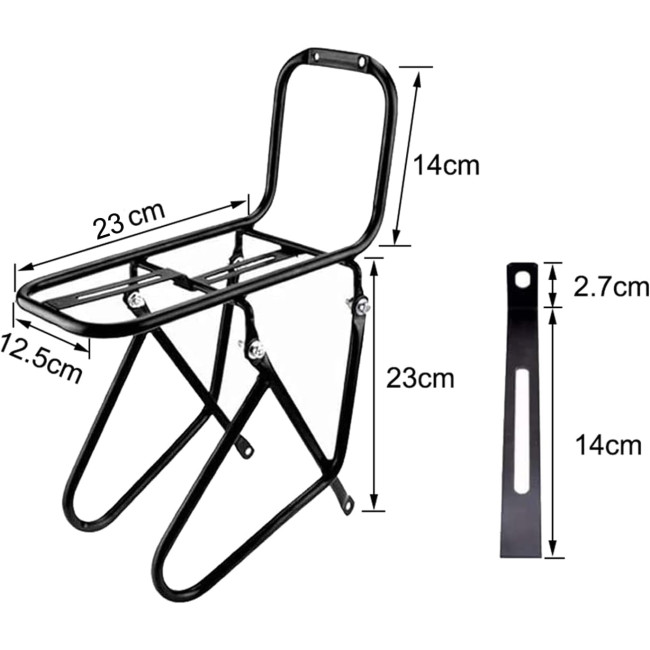 WLDOCA Передній багажник для велосипеда, навантаження 15 кг. чорний (5022)