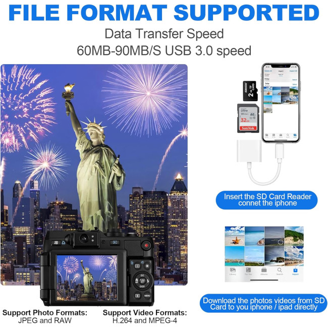 Адаптер для карт пам'яті Amicably 3-в-1, білосніжний (3075)