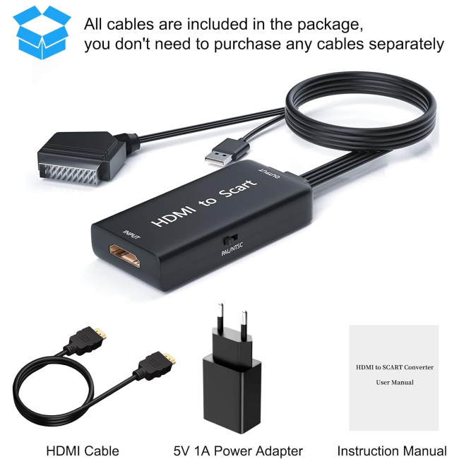 Адаптер Ozvavzk HDMI-SCART з кабелем HDMI (3047)