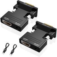 Адаптер VIEVRE HDMI-VGA з 3,5-мм штекером для ПК, ноутбука, VGA-монітора, PS4/3 Xbox, HDTV та інших пристроїв, чорний (0151)