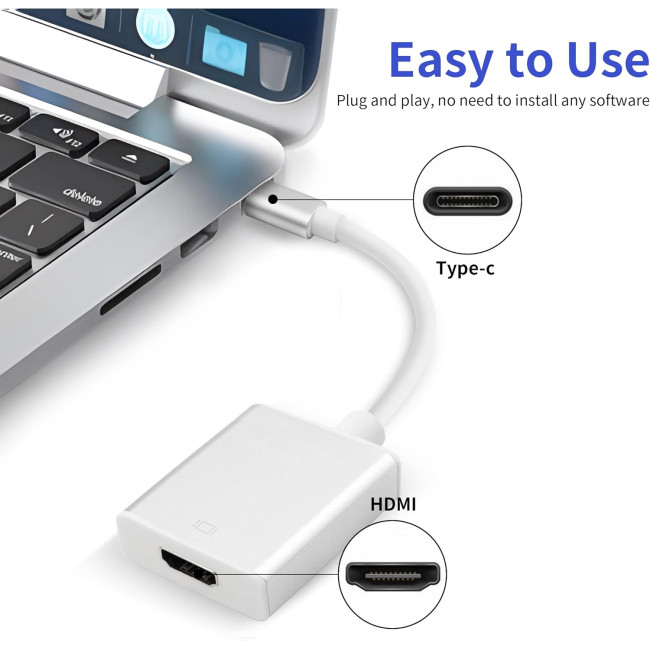 Адаптер YACSEJAO USB C на HDMI 4K, білий (4127)