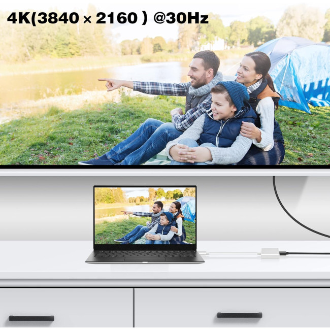 Адаптер YACSEJAO USB C на HDMI 4K, білий (4127)