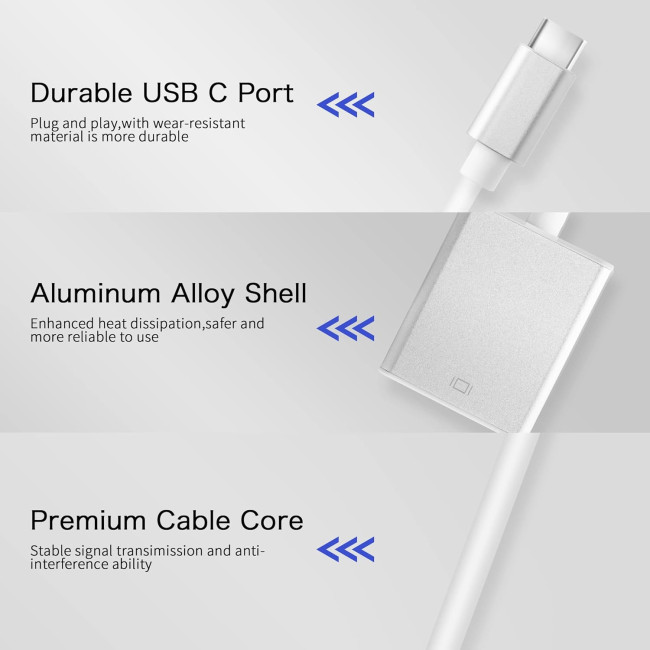 Адаптер YACSEJAO USB C на HDMI 4K, білий (4127)