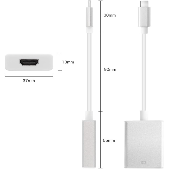 Адаптер YACSEJAO USB C на HDMI 4K, білий (4127)