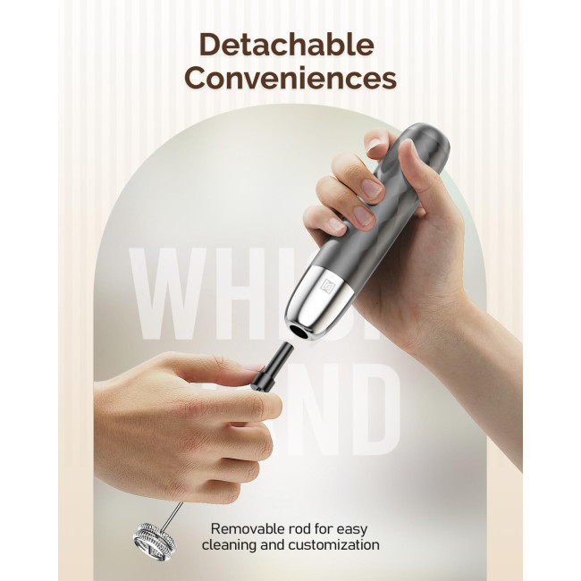 Акумуляторний піноутворювач для молока Maestri House, знімний вінчик з нержавіючої сталі, міксер для напоїв, без підставки (2100)