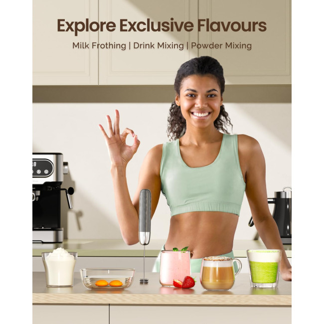 Акумуляторний піноутворювач для молока Maestri House, знімний вінчик з нержавіючої сталі, міксер для напоїв, без підставки (2100)