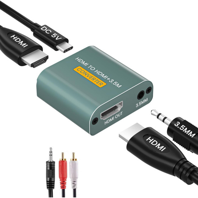Аналоговий аудіоадаптер Hdiwousp HDMI-HDMI 3,5 мм AUX L/R Stereo (3175)