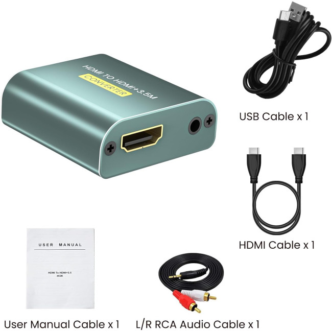 Аналоговий аудіоадаптер Hdiwousp HDMI-HDMI 3,5 мм AUX L/R Stereo (3175)