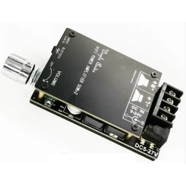 Аудіо підсилювач TPA3116 2.0, 2х50Вт, 5-27В, Bluetooth 5.0, AUX, ZK-502C (0165)