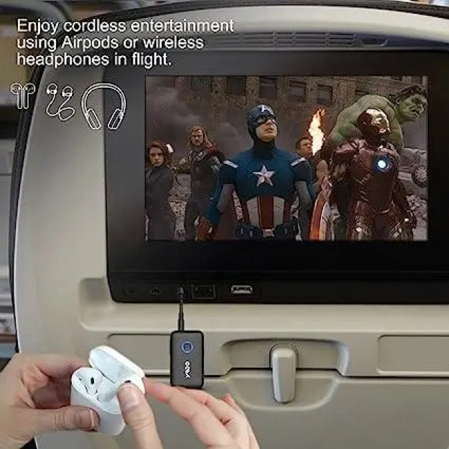 Aудіоадаптер Bluetooth 5.3, YMOO B06T1 2-в-1, чорний (4167)