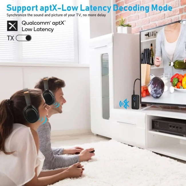 Aудіоадаптер Bluetooth 5.3, YMOO B06T1 2-в-1, чорний (4167)