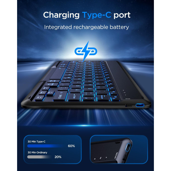 Бездротова Bluetooth-клавіатура EasyAcc ‎K02, сумісна з планшетами Windows/Android/iOS, чорна (3039)