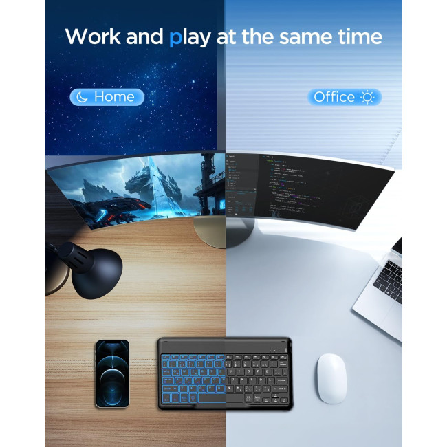Бездротова Bluetooth-клавіатура EasyAcc ‎K02, сумісна з планшетами Windows/Android/iOS, чорна (3039)