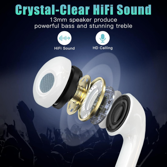 Бездротові Bluetooth-навушники DIAIDIAI A6, Hi-Fi стереонавушники з 4 мікрофонами, сенсорне керування, водонепроникні IPX7, сумісні зі смартфоном, чорні (0035)