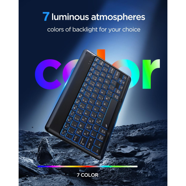 Беспроводная Bluetooth-клавиатура EasyAcc K02, совместимая с планшетами Windows/Android/iOS, с подсветкой, черная (2034)