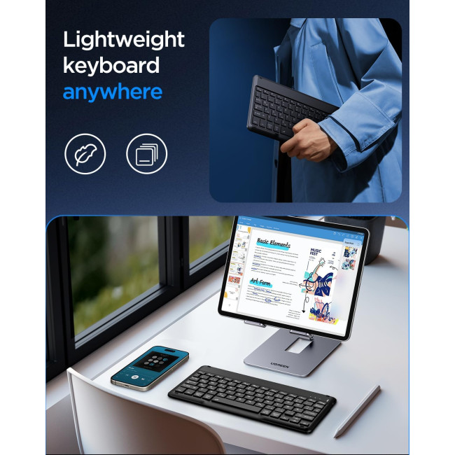 Беспроводная Bluetooth-клавиатура EasyAcc K02, совместимая с планшетами Windows/Android/iOS, с подсветкой, черная (2034)