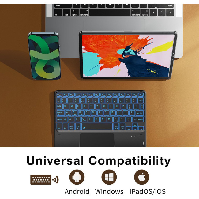Бездротова клавіатура CACOE K08BT для iPad/Samsung/Lenovo/Windows/iPad Pro/iPad mini, чорний (2167)