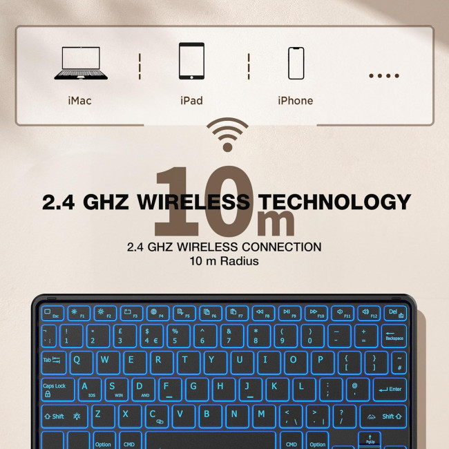 Бездротова клавіатура CACOE K08BT для iPad/Samsung/Lenovo/Windows/iPad Pro/iPad mini, чорний (2167)