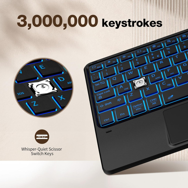 Бездротова клавіатура CACOE K08BT для iPad/Samsung/Lenovo/Windows/iPad Pro/iPad mini, чорний (2167)