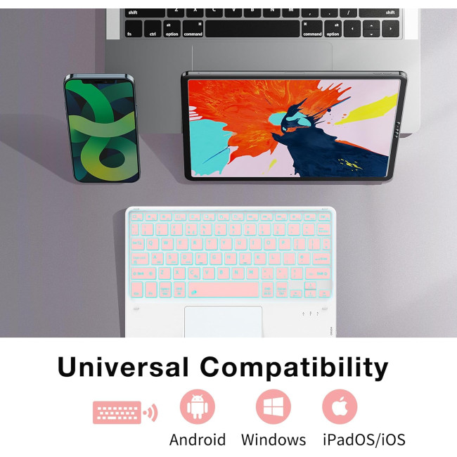Бездротова клавіатура CACOE K08BT для iPad/Samsung/Lenovo/Windows/iPad Pro/iPad mini, рожевий (2166)