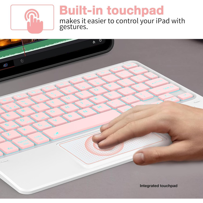 Бездротова клавіатура CACOE K08BT для iPad/Samsung/Lenovo/Windows/iPad Pro/iPad mini, рожевий (2166)