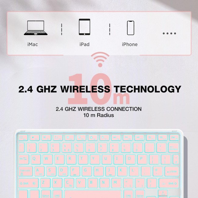Бездротова клавіатура CACOE K08BT для iPad/Samsung/Lenovo/Windows/iPad Pro/iPad mini, рожевий (2166)