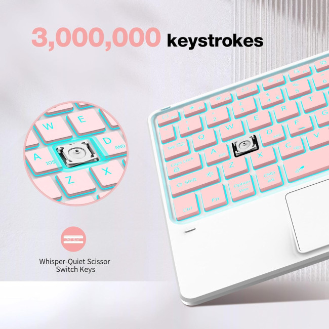 Бездротова клавіатура CACOE K08BT для iPad/Samsung/Lenovo/Windows/iPad Pro/iPad mini, рожевий (2166)