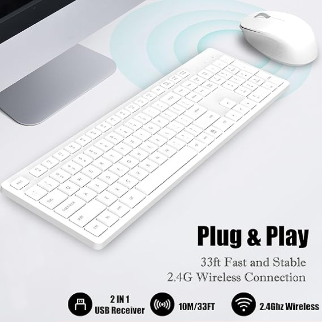 Бездротова клавіатура та миша LeadsaiL K786, білий (4174)