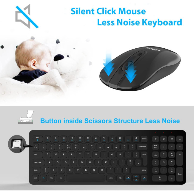 Бездротова клавіатура та миша LeadsaiL KF02UK-BLACK, чорний (4183)