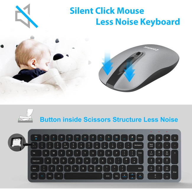 Бездротова клавіатура та миша LeadsaiL KF02UK-GREY, сірий (4184)