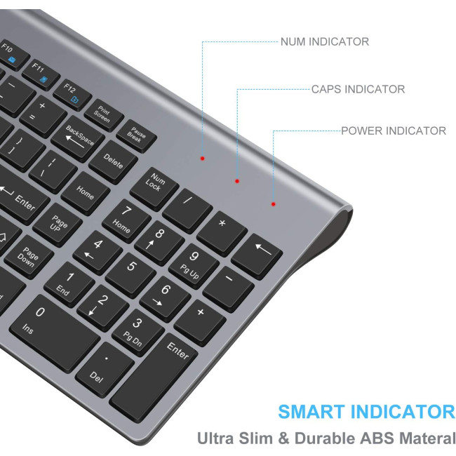Бездротова клавіатура та миша LeadsaiL LX-008, сірий (4178)