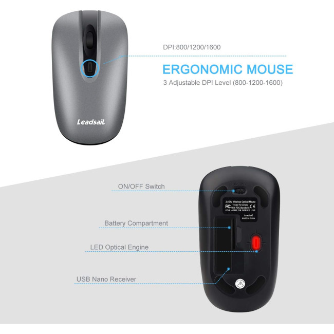 Бездротова клавіатура та миша LeadsaiL LX-008, сірий (4178)