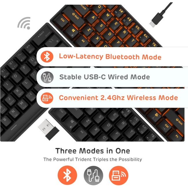 Бездротова механічна клавіатура RK ROYAL KLUDGE RK61 з потрійним режимом, чорна (4106)