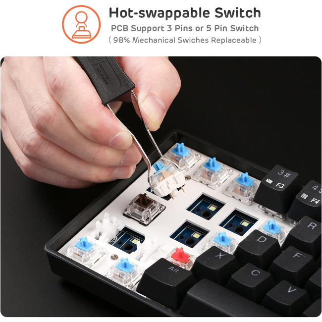 Бездротова механічна клавіатура RK ROYAL KLUDGE RK61 з потрійним режимом, чорна (4106)