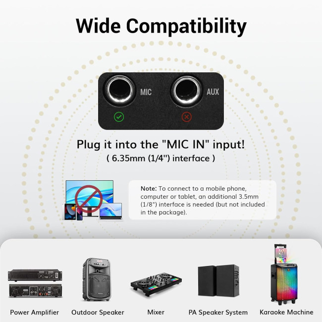 Бездротовий мікрофон TONOR TW310, ручний динамічний мікрофон UHF для караоке-машини, діджея, чорний (0197)