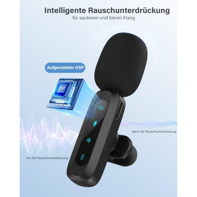 Бездротовий петличний мікрофон WARM BOX J3, для iPhone, iPad, чорний (4180)