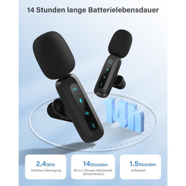 Бездротовий петличний мікрофон WARM BOX J3, для iPhone, iPad, чорний (4180)