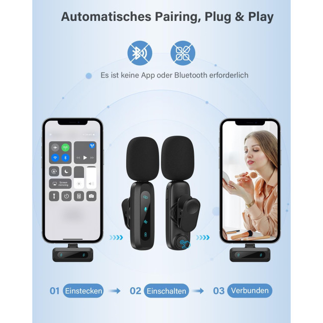 Бездротовий петличний мікрофон WARM BOX J3, для iPhone, iPad, чорний (4180)