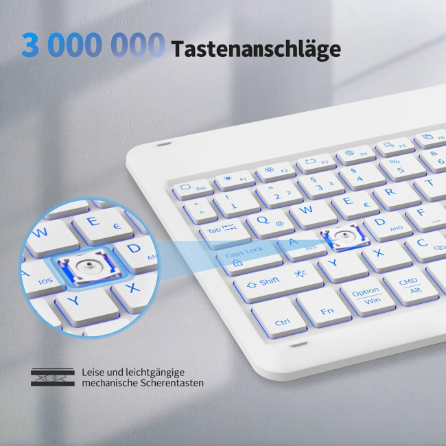 Bluetooth-клавіатура EasyAcc ‎K02, сумісна з iPad Air/iPad Pro/iPad, яскраво-біла (3040)