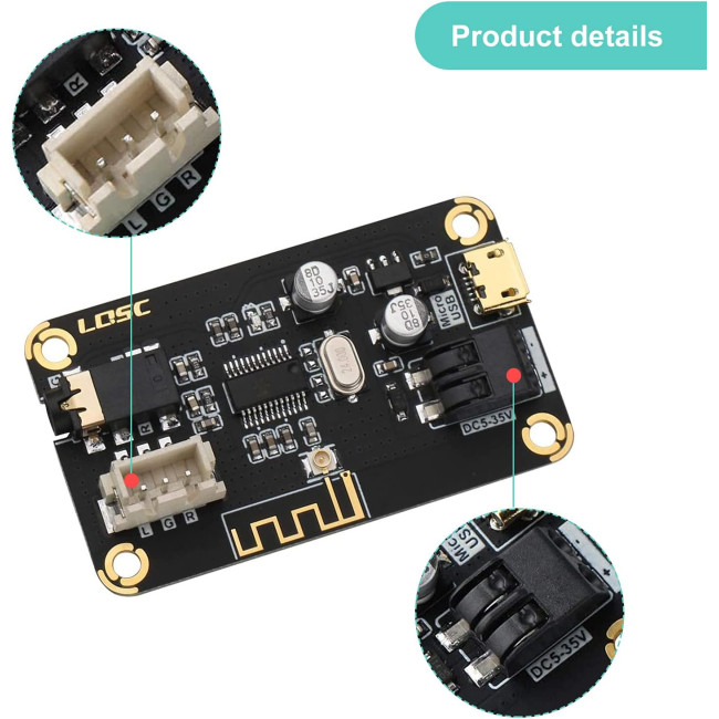 Bluetooth-приймач RUIZHI Модуль плати DC 5V-35V Декодер Аудіо Стерео, Чіп для DIY Навушники (0184)