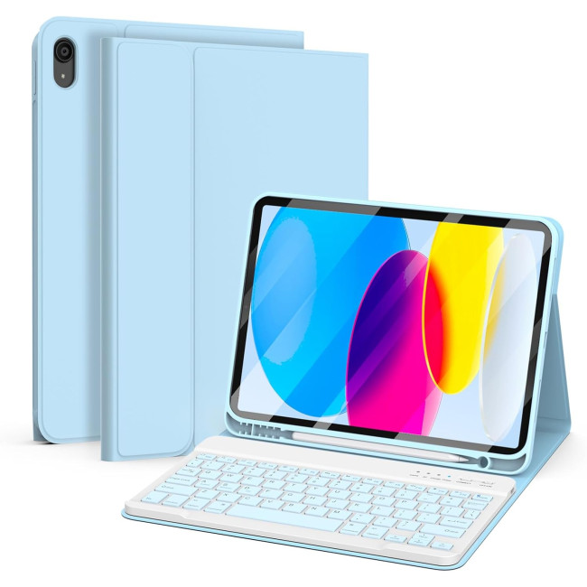 Чехол Besky с клавиатурой для iPad, с держателем для карандашей, синий (2121)