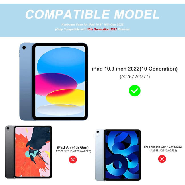 Чехол Besky с клавиатурой для iPad, с держателем для карандашей, синий (2121)