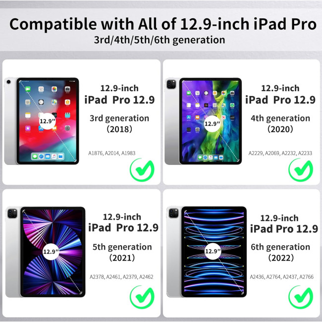 Чехол EasyAcc 01PGIPP13UN, совместимый с iPad Pro 12,9 дюймов 6-го/5-го/4-го/3-го поколения, с ТПУ и подставкой - синий (2040)