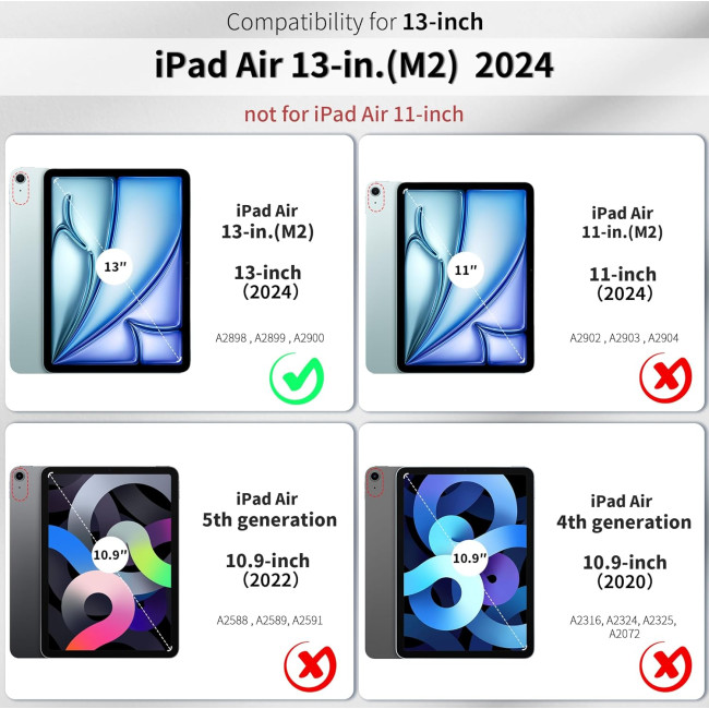 Чохол EasyAcc для iPad Air 13 дюймів M3 2025 / M2 2024, ультратонкий легкий напівпрозорий матовий тильний екран - чорний (2058)