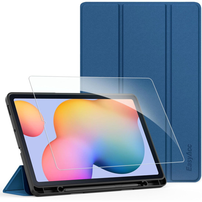 Чехол EasyAcc для Samsung Galaxy Tab S6 Lite 2024 2022 2020 10.4 дюймов с защитной пленкой для экрана – ультратонкий, синий (2056)