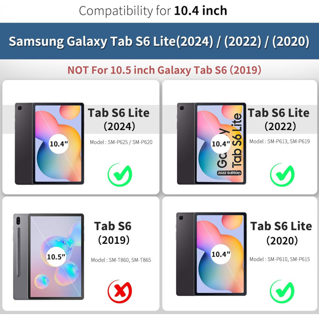 Чехол EasyAcc для Samsung Galaxy Tab S6 Lite 2024 2022 2020 10.4 дюймов с защитной пленкой для экрана – ультратонкий, синий (2056)