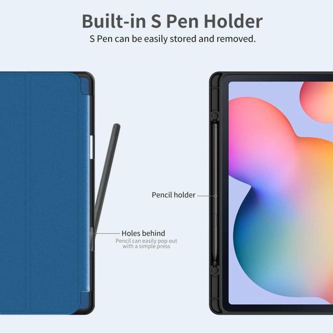 Чехол EasyAcc для Samsung Galaxy Tab S6 Lite 2024 2022 2020 10.4 дюймов с защитной пленкой для экрана – ультратонкий, синий (2056)