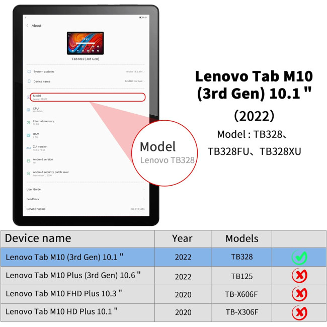 Чохол EasyAcc LNTM10G, сумісний з Lenovo Tab M10 3-го покоління 10.1, чорний (3043)